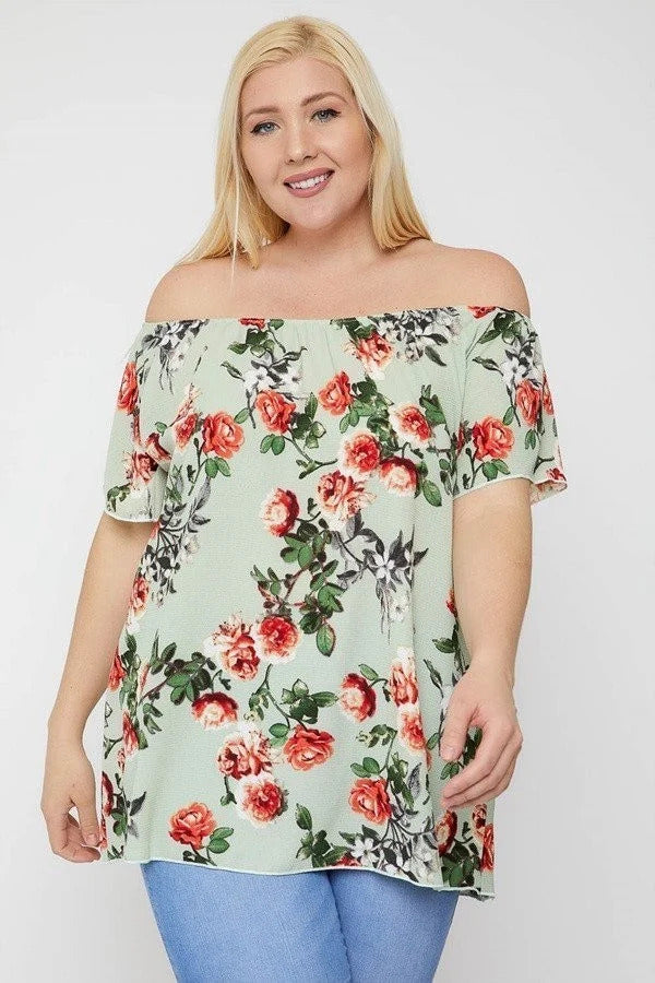 Floral Print Off The Shoulder Top - Marie Lashaays 