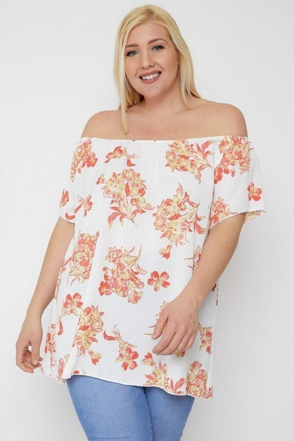 Floral Print Off The Shoulder Top - Marie Lashaays 