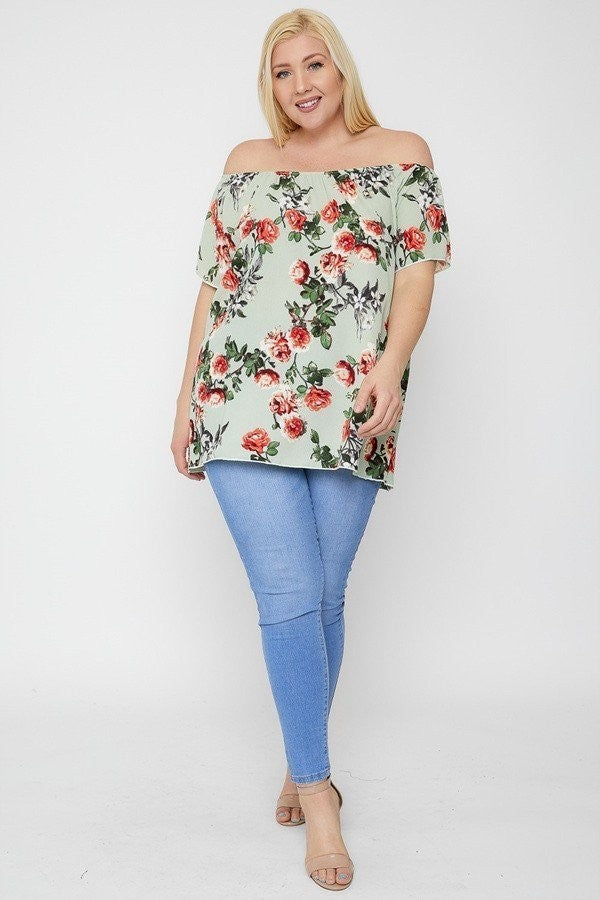 Floral Print Off The Shoulder Top - Marie Lashaays 