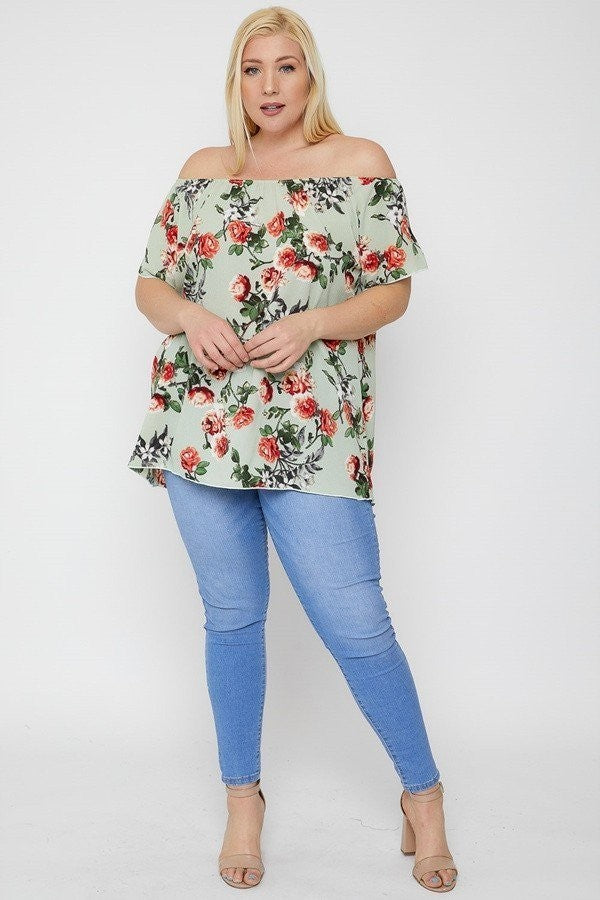 Floral Print Off The Shoulder Top - Marie Lashaays 