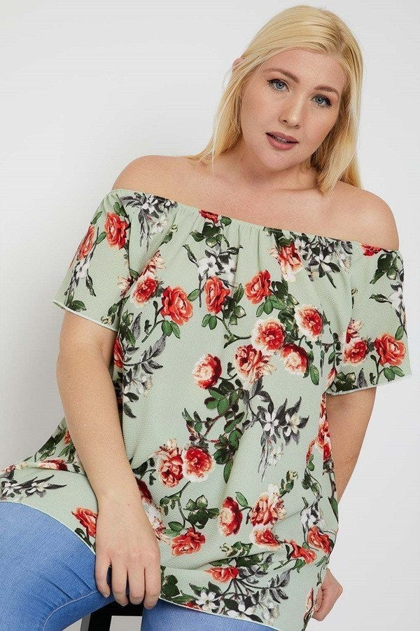 Floral Print Off The Shoulder Top - Marie Lashaays 