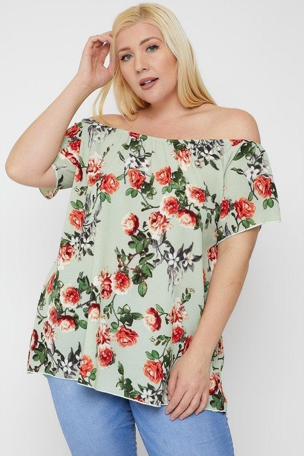 Floral Print Off The Shoulder Top - Marie Lashaays 