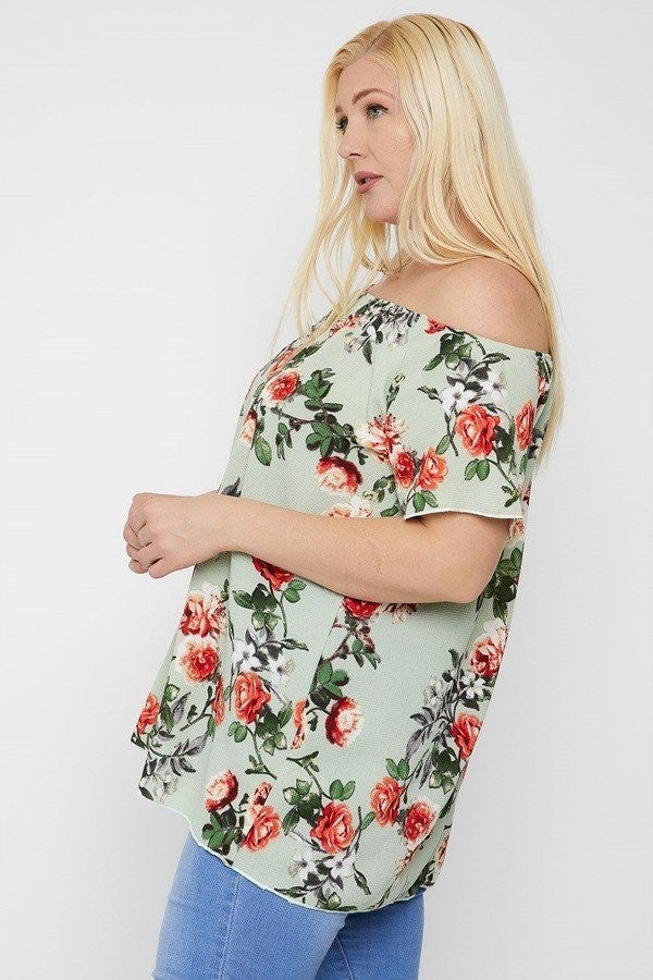 Floral Print Off The Shoulder Top - Marie Lashaays 