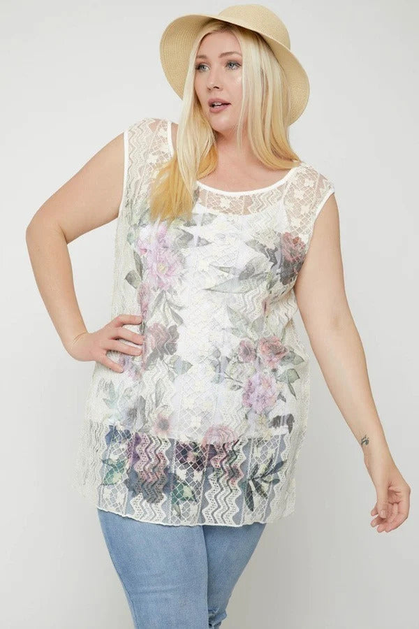 Lace, Sleeveless Tunic Top - Marie Lashaays 