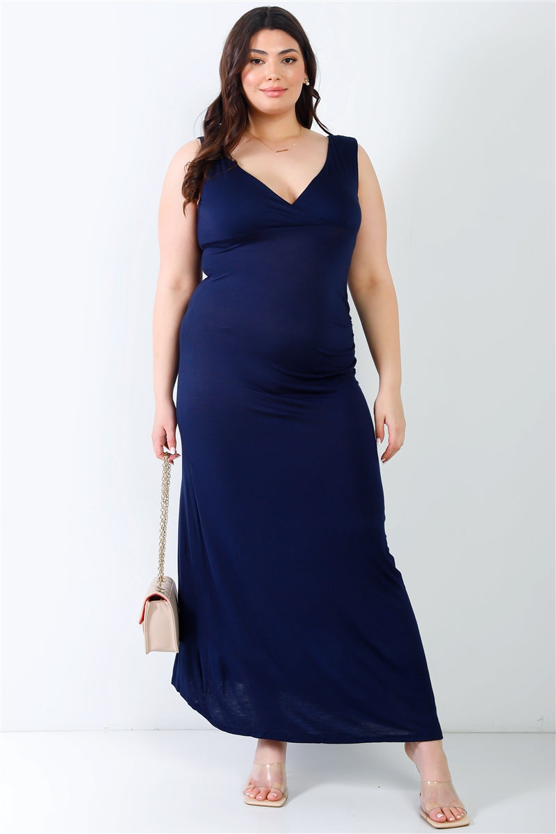 Plus V-neck Sleeveless Maxi Dress - Marie Lashaays 