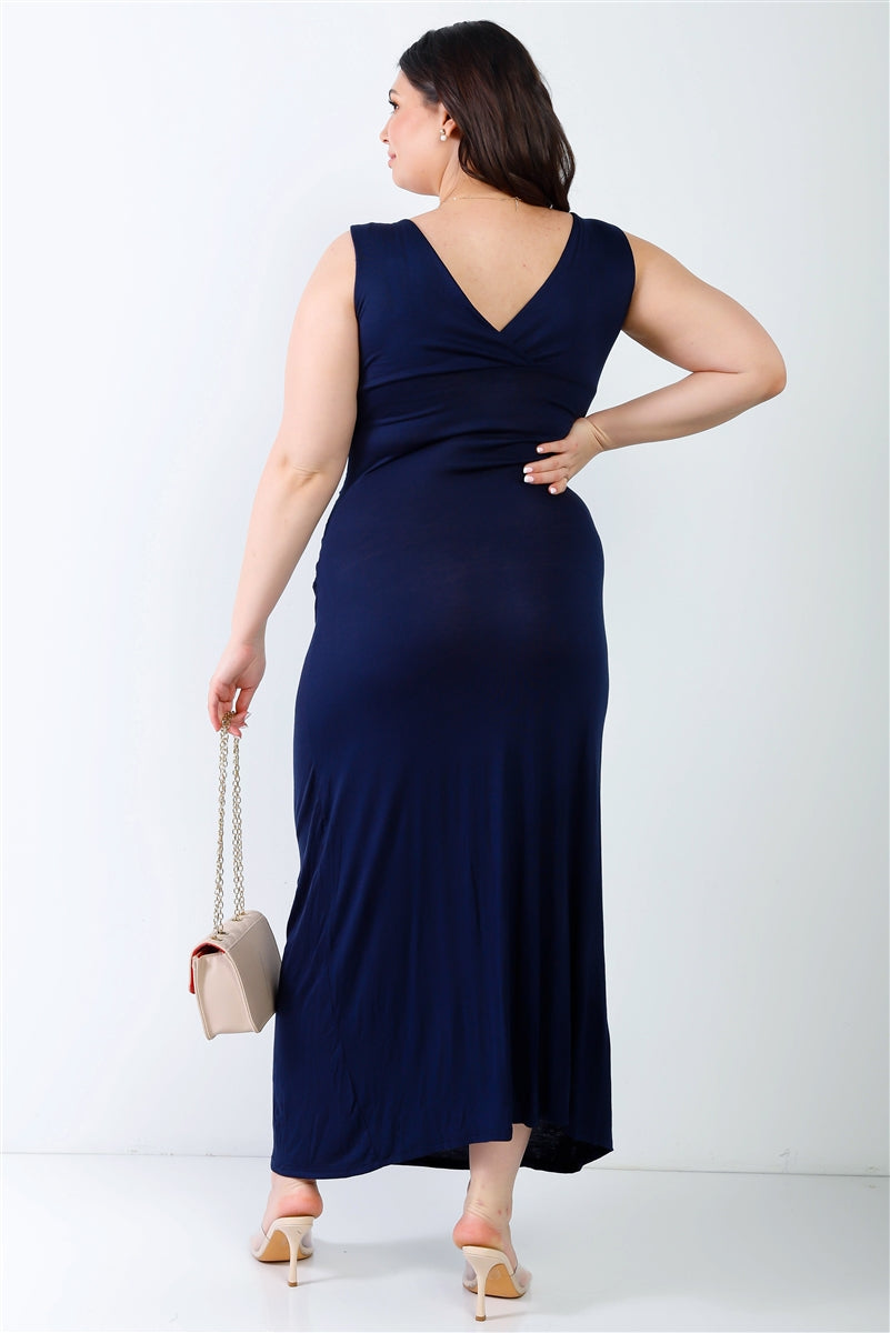 Plus V-neck Sleeveless Maxi Dress - Marie Lashaays 