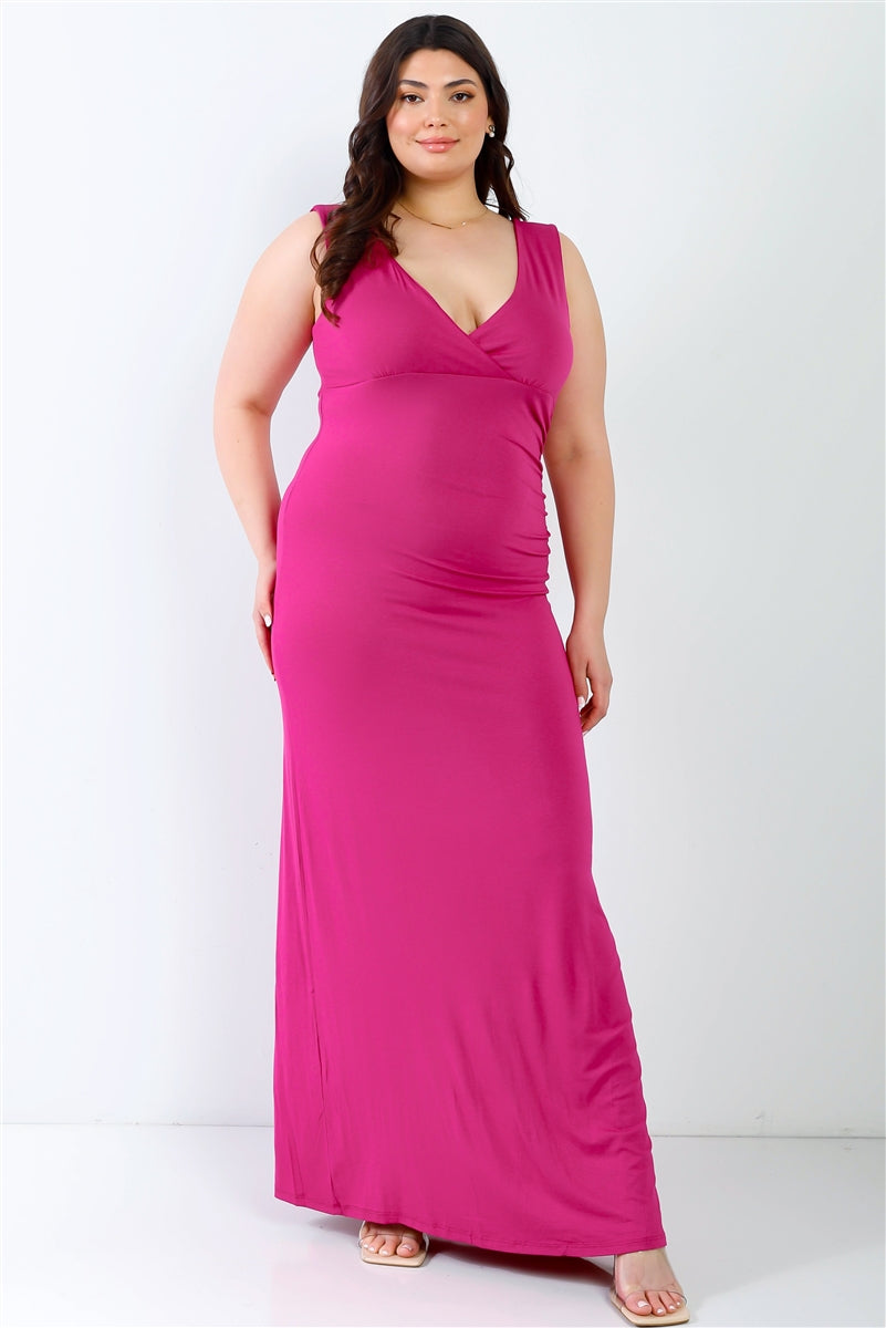 Plus V-neck Sleeveless Maxi Dress - Marie Lashaays 