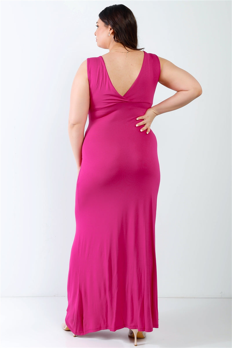 Plus V-neck Sleeveless Maxi Dress - Marie Lashaays 