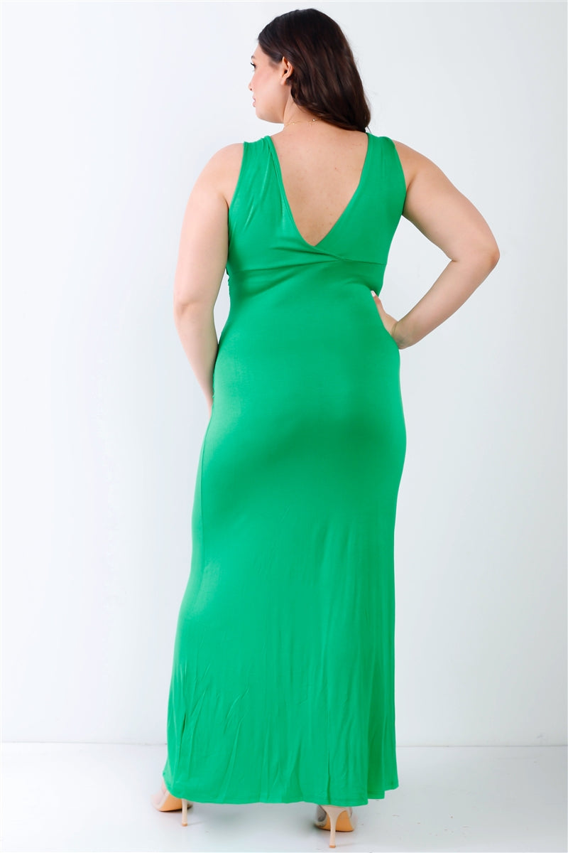 Plus V-neck Sleeveless Maxi Dress - Marie Lashaays 