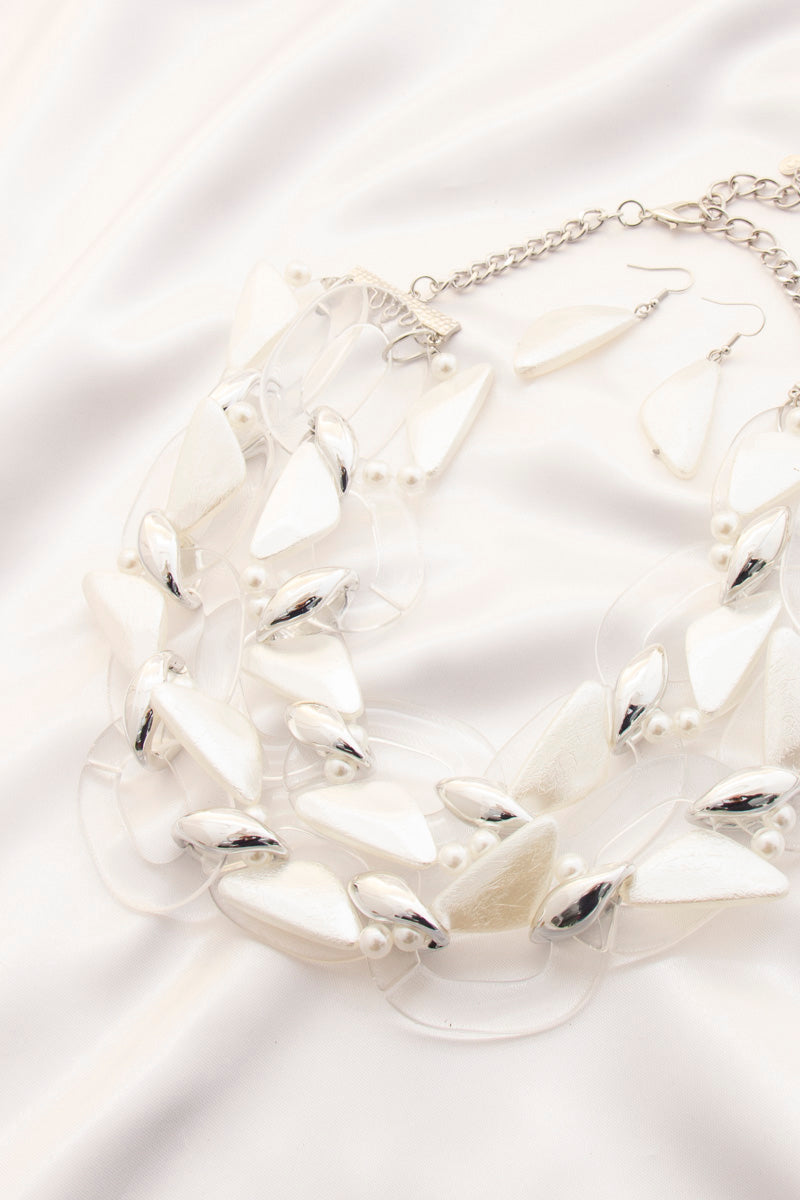 Triangle Shape Clear Metal Layered Bib Necklace - Marie Lashaays 