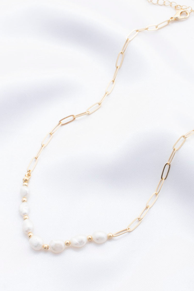 Pearl Oval Link Necklace - Marie Lashaays 