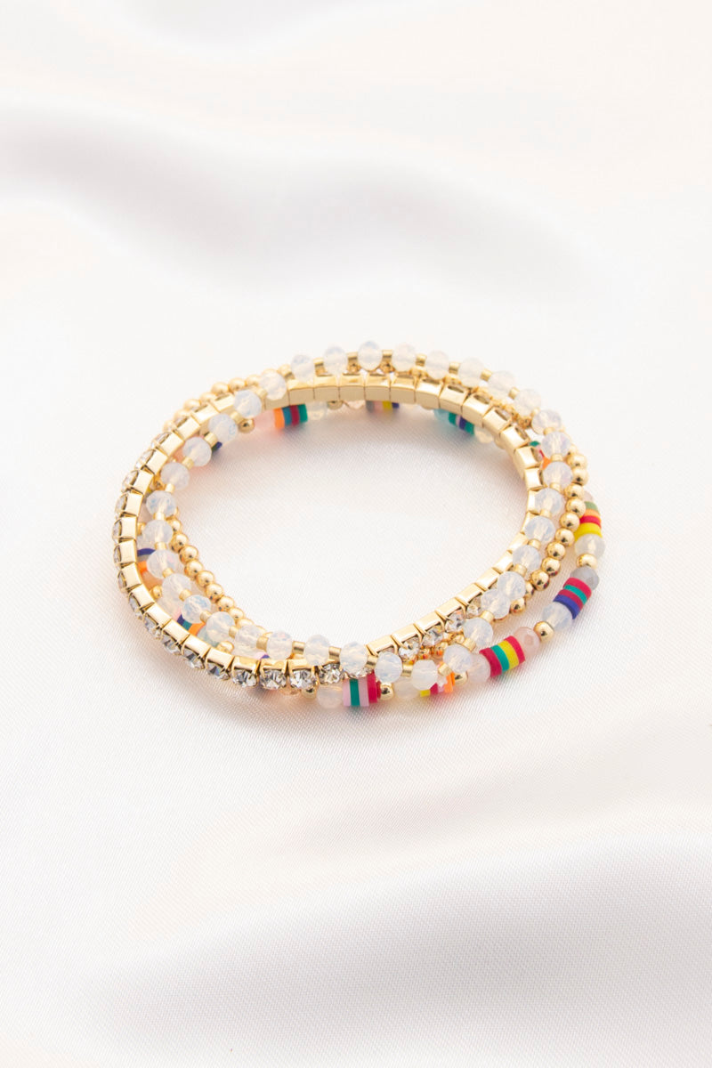 Rubber Disc Rhinestone Beaded Bracelet - Marie Lashaays 