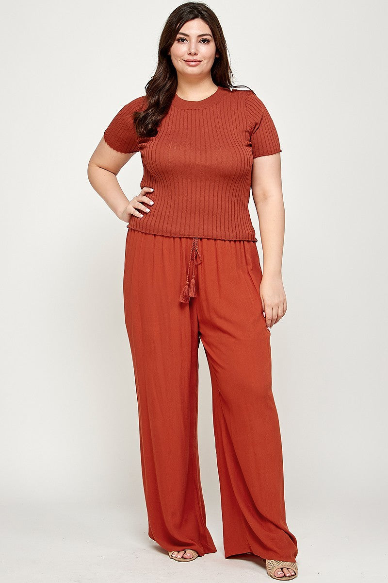 Solid Full Length Wide Leg Palazzo Pants - Marie Lashaays 