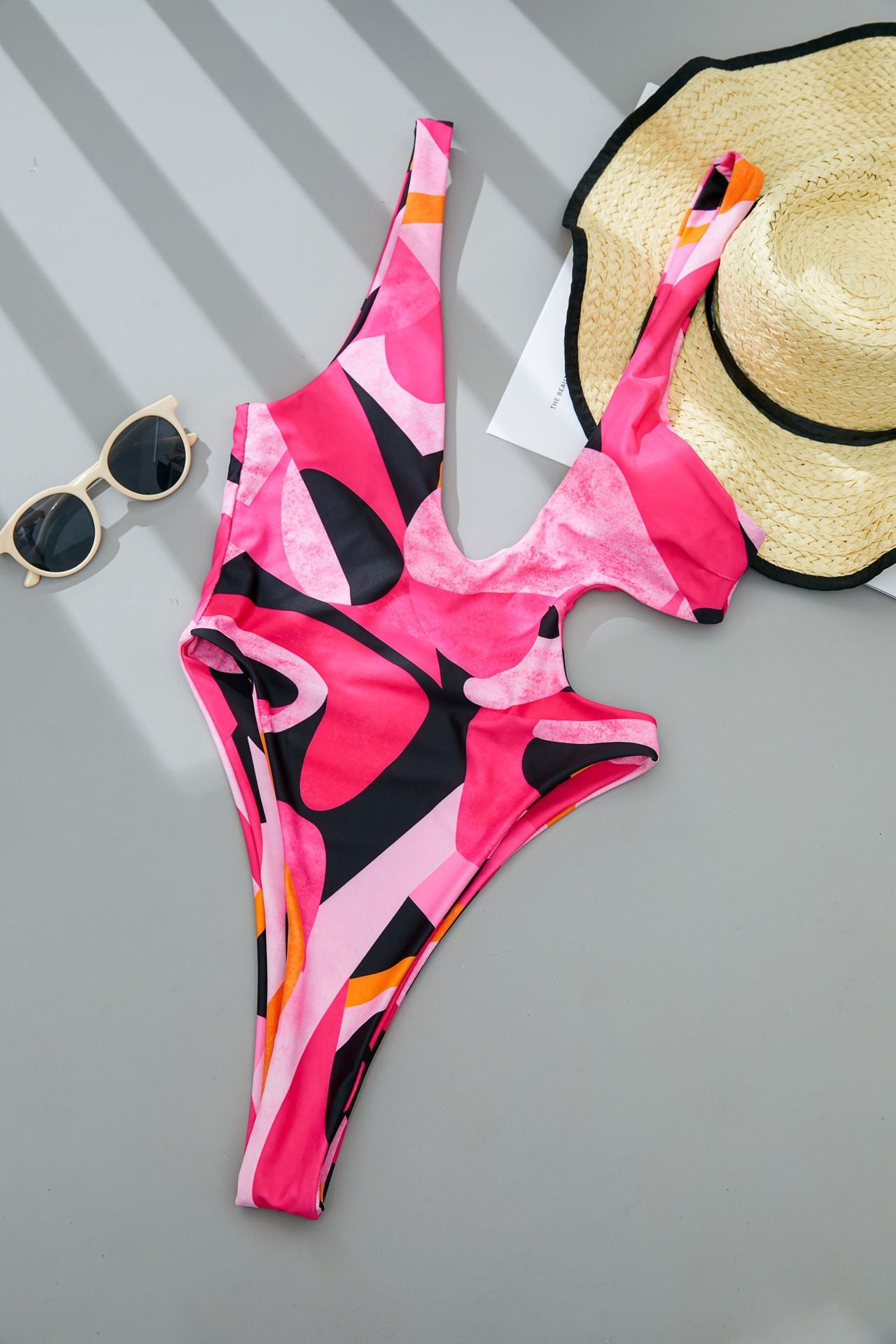 Printed Asymmetrical Cutout One-Piece Swimsuit - Marie Lashaays 