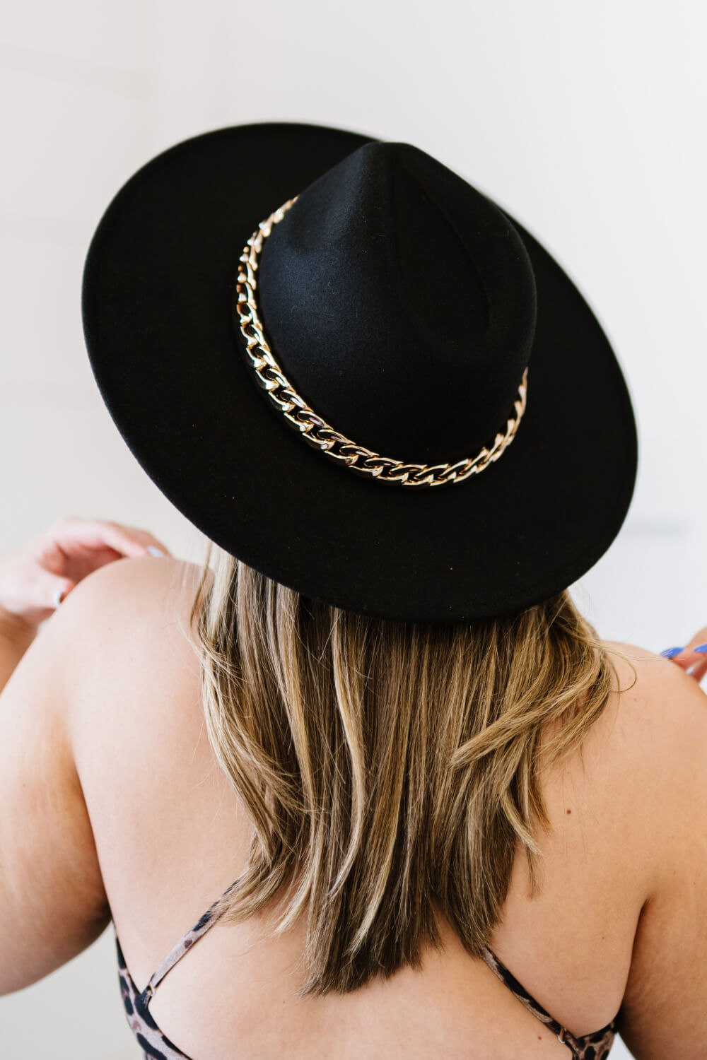 Fame Finishing Touches Gold Chain Flat Brim Fedora - Marie Lashaays 