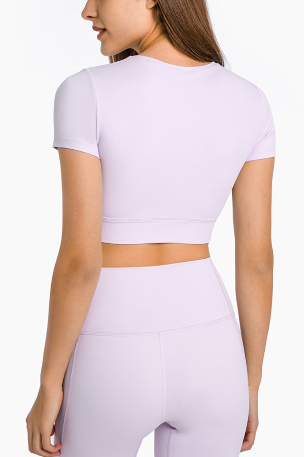 Round Neck Cropped Yoga Tee - Marie Lashaays 