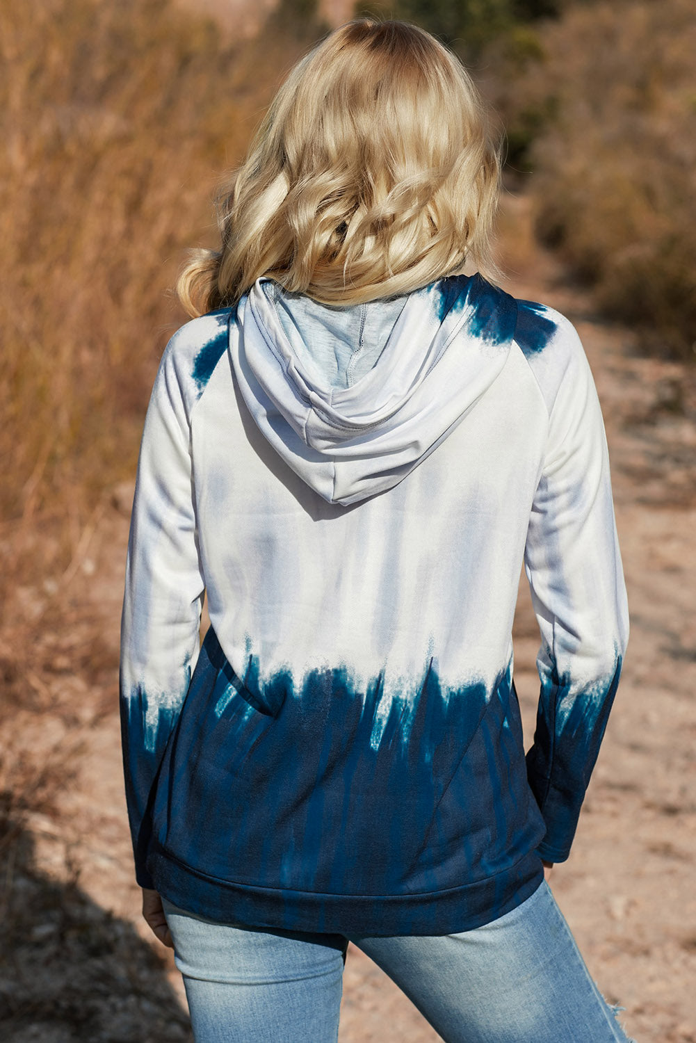 Tie-dye Zip Detail Thumbhole Sleeve Hoodie