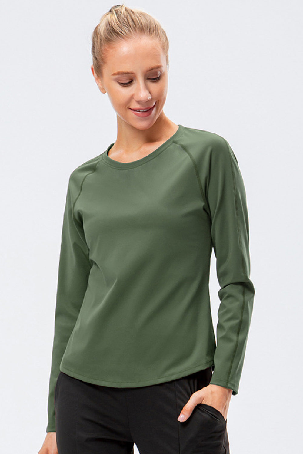 Raglan Sleeve Round Neck Athletic Top - Marie Lashaays 