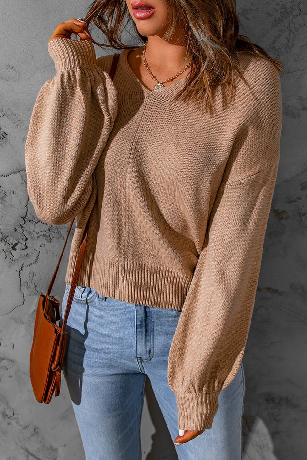 Dropped Shoulder Twisted Cutout Sweater