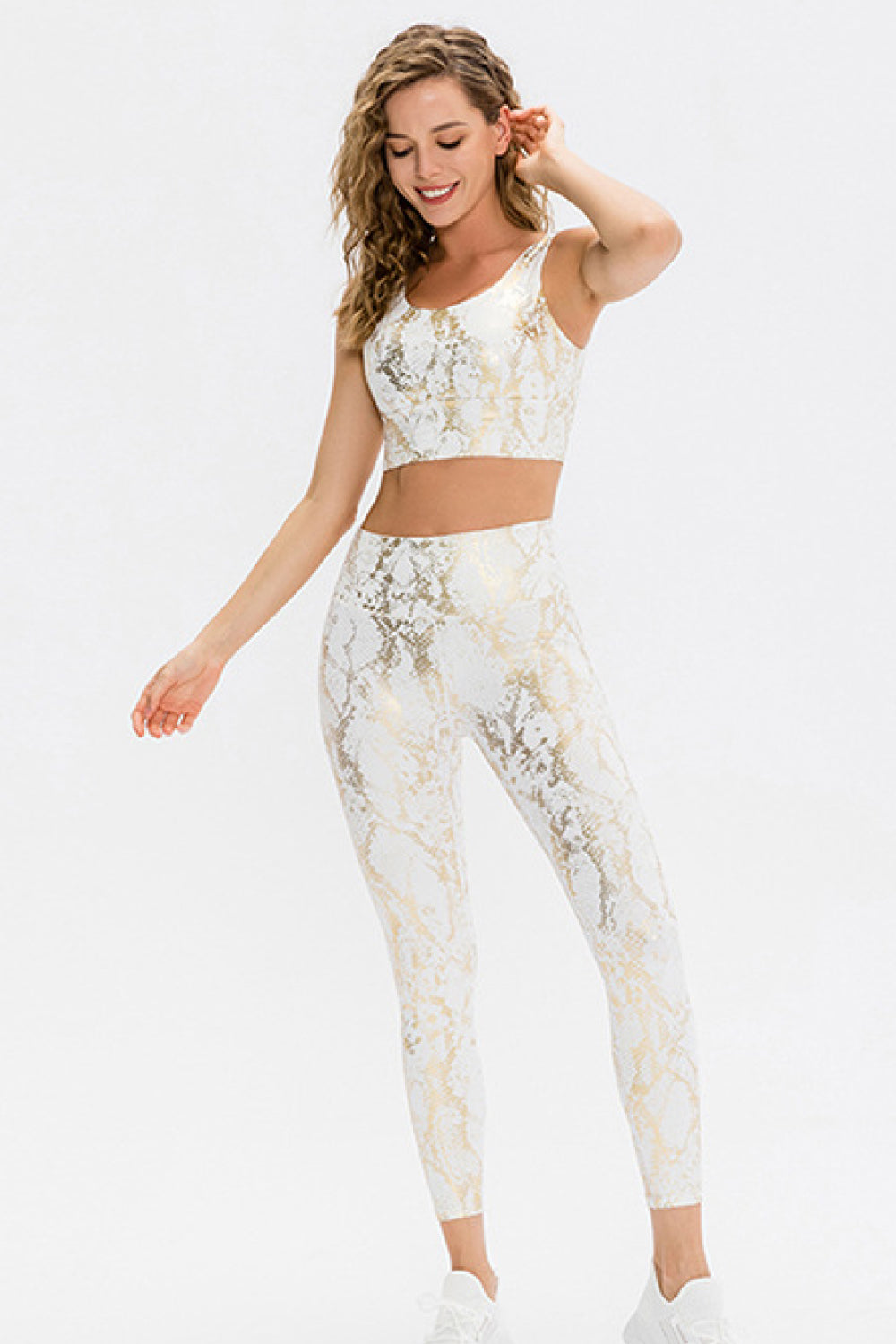 Snakeskin Elastic Waistband Yoga Leggings - Marie Lashaays 