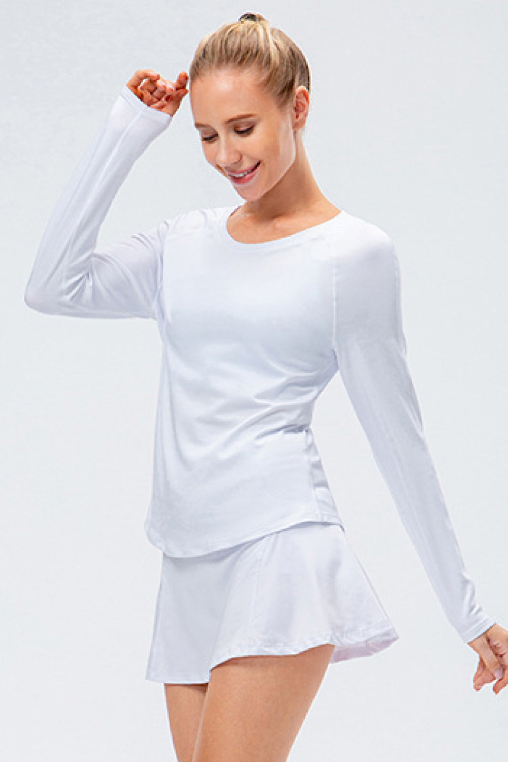 Raglan Sleeve Round Neck Athletic Top - Marie Lashaays 