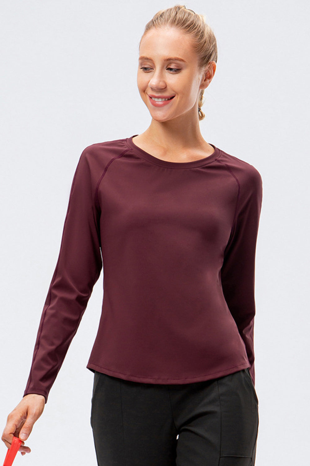 Raglan Sleeve Round Neck Athletic Top - Marie Lashaays 