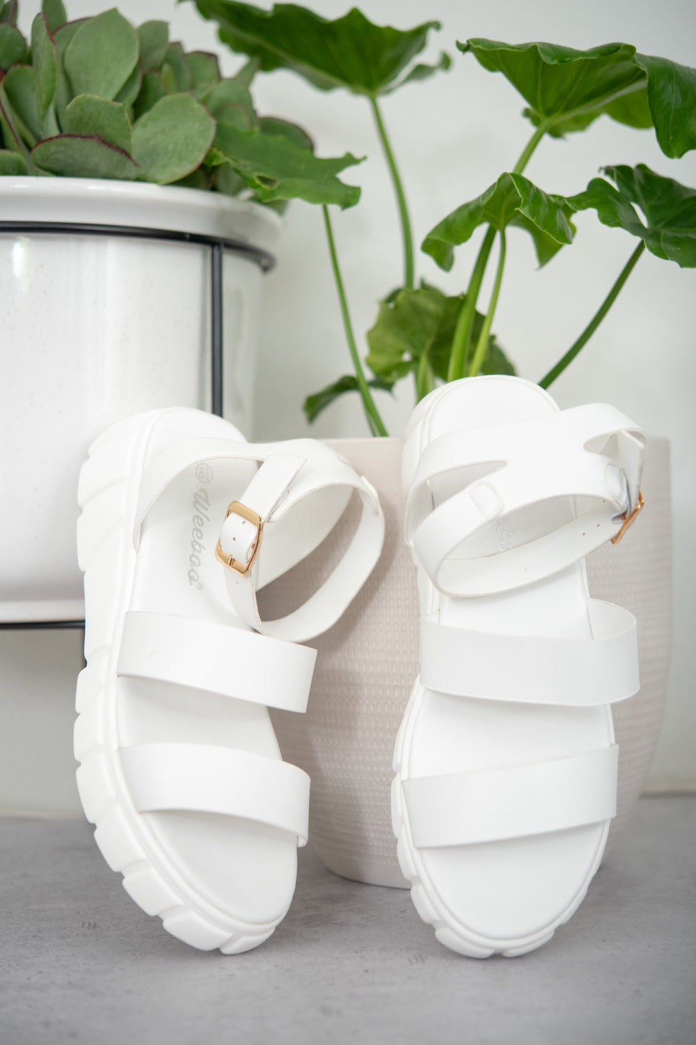 WeeBoo Best Foot Forward Platform Sandals in White