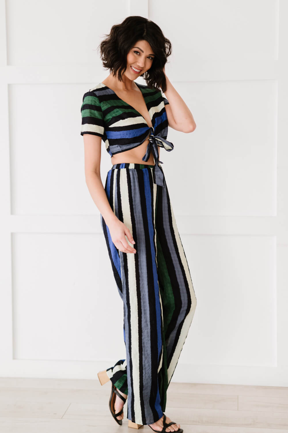 Dress Day So Divine Striped Crop Top and Pants Set - Marie Lashaays 