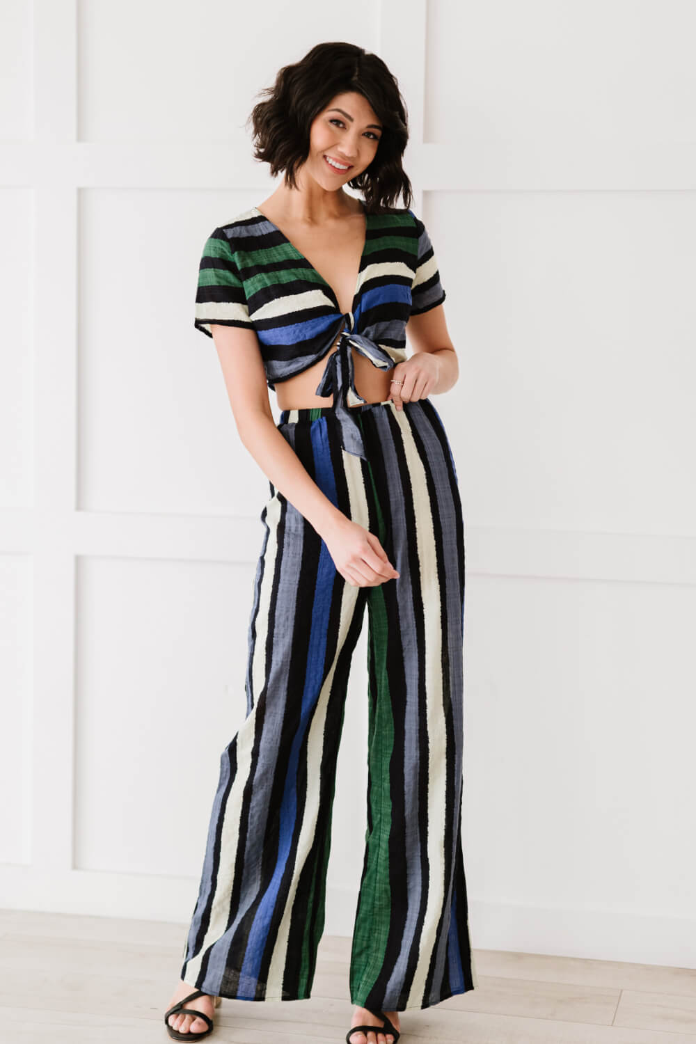 Dress Day So Divine Striped Crop Top and Pants Set - Marie Lashaays 