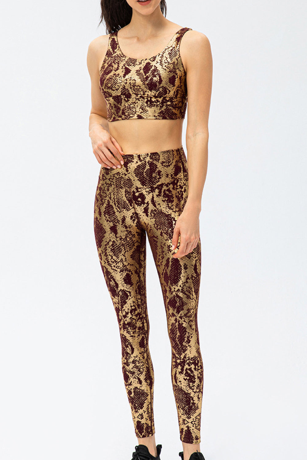 Snakeskin Elastic Waistband Yoga Leggings - Marie Lashaays 