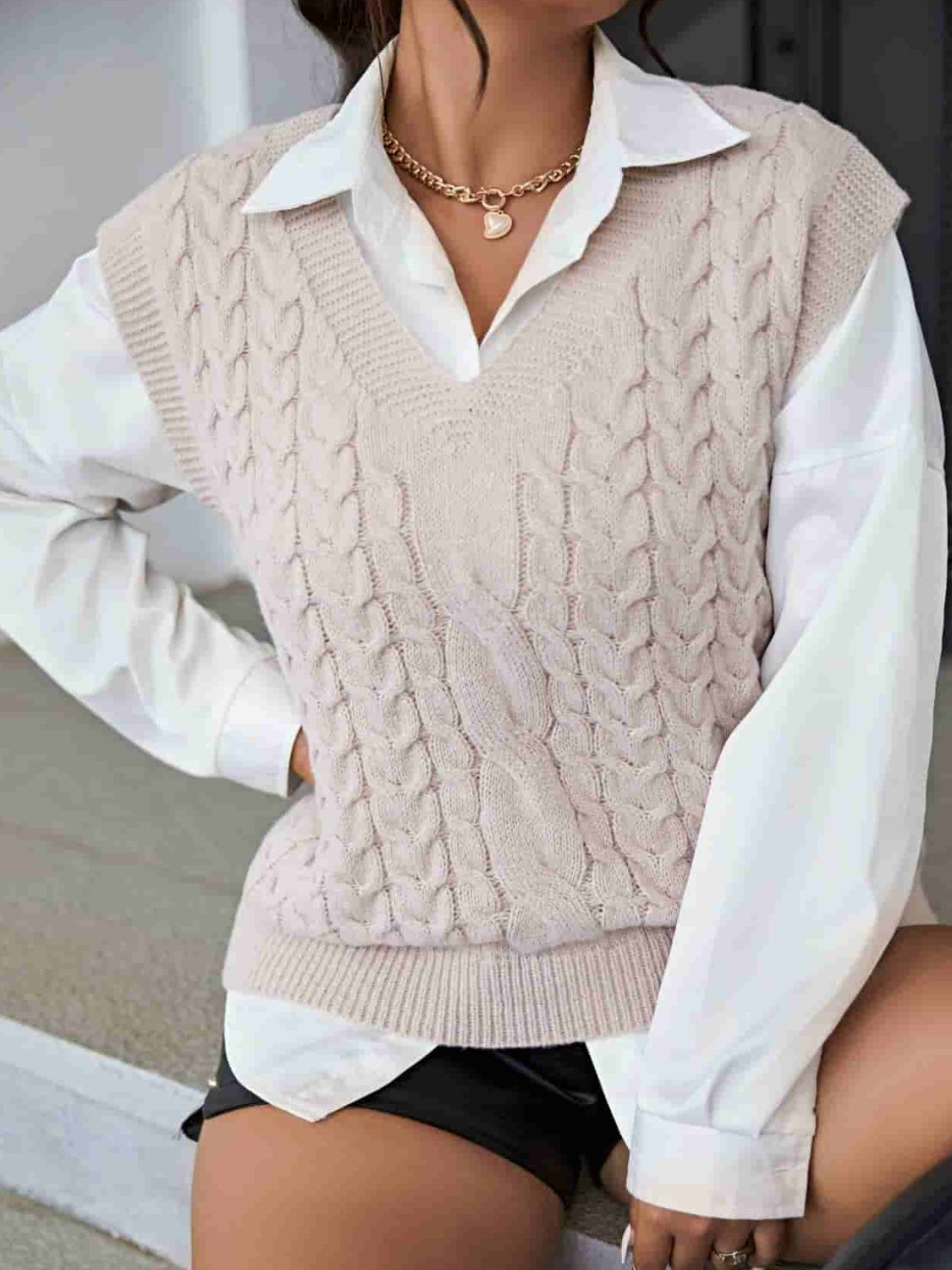 Plus Size Cable-Knit Sweater Vest