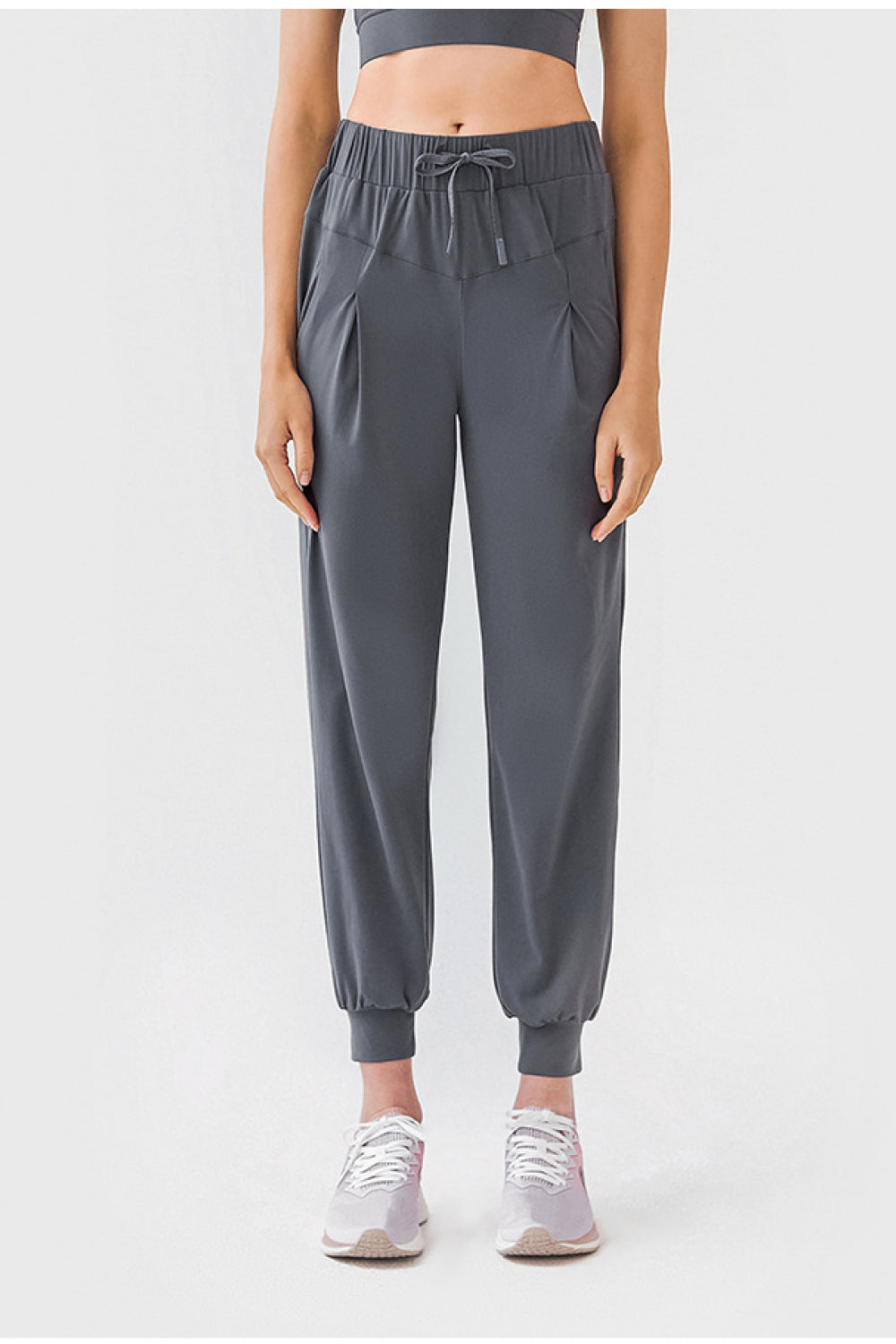 Drawstring Cropped Joggers with Side Pockets - Marie Lashaays 