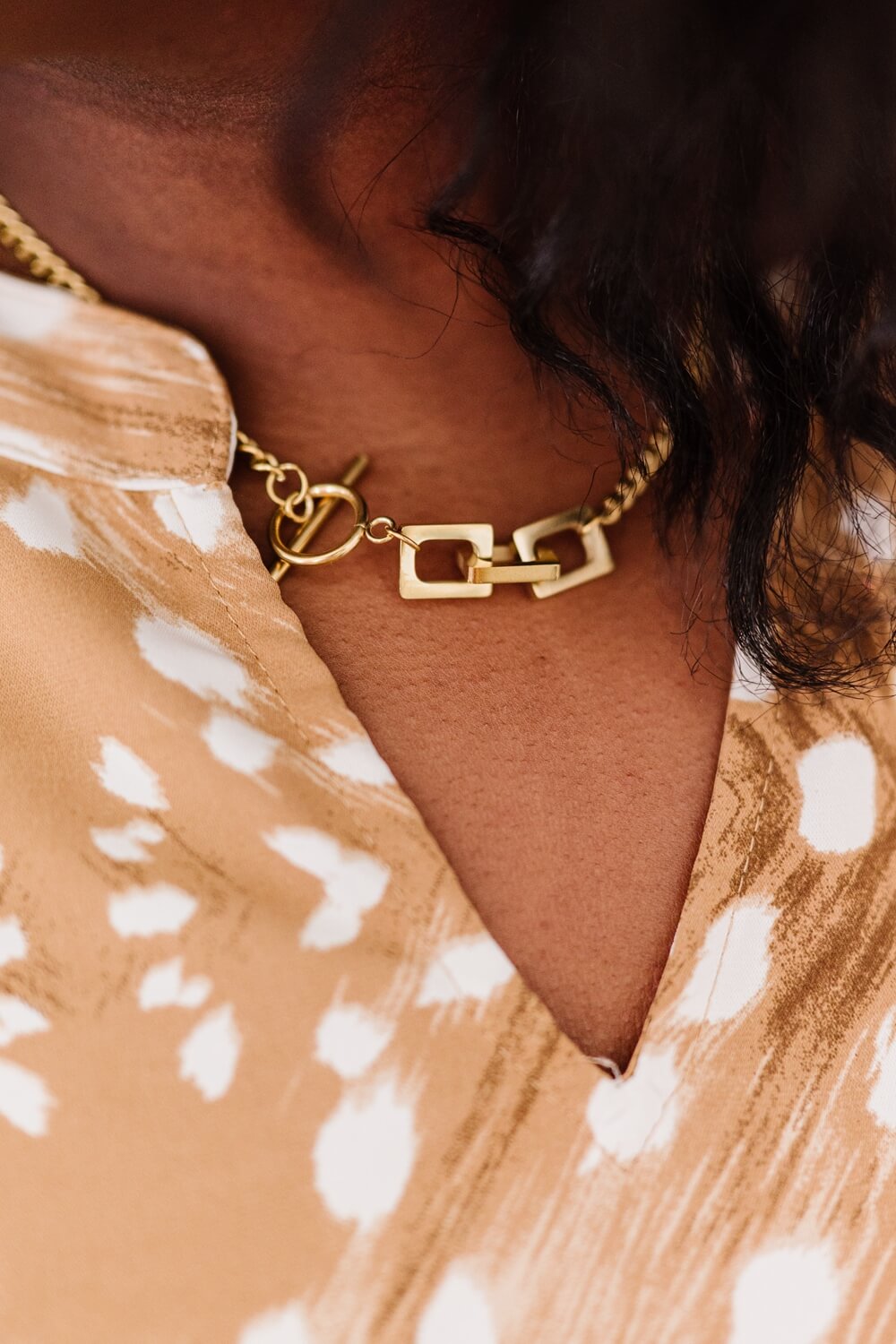 Why Not? Gold-Plated Front Clasp Chain Necklace - Marie Lashaays 