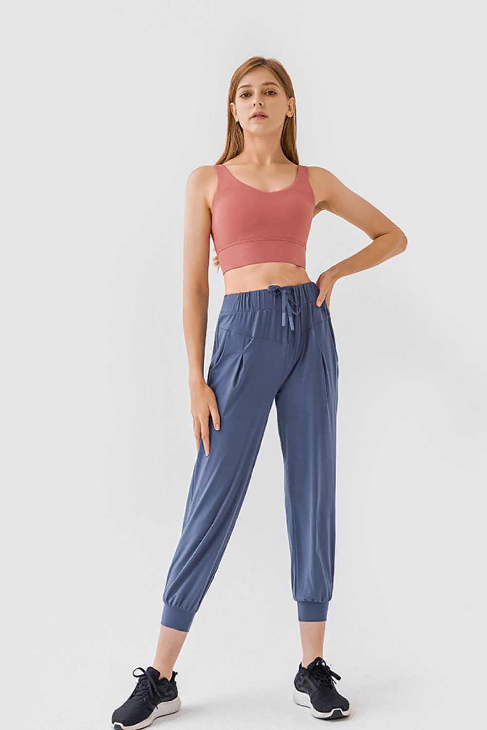 Drawstring Cropped Joggers with Side Pockets - Marie Lashaays 