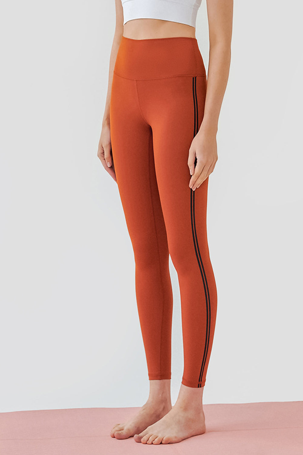 High Waist Side Stripe Yoga Leggings - Marie Lashaays 