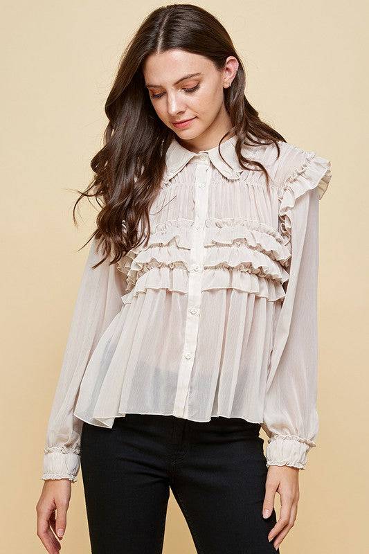 Ruffled Chiffon Blouse - Marie Lashaays 