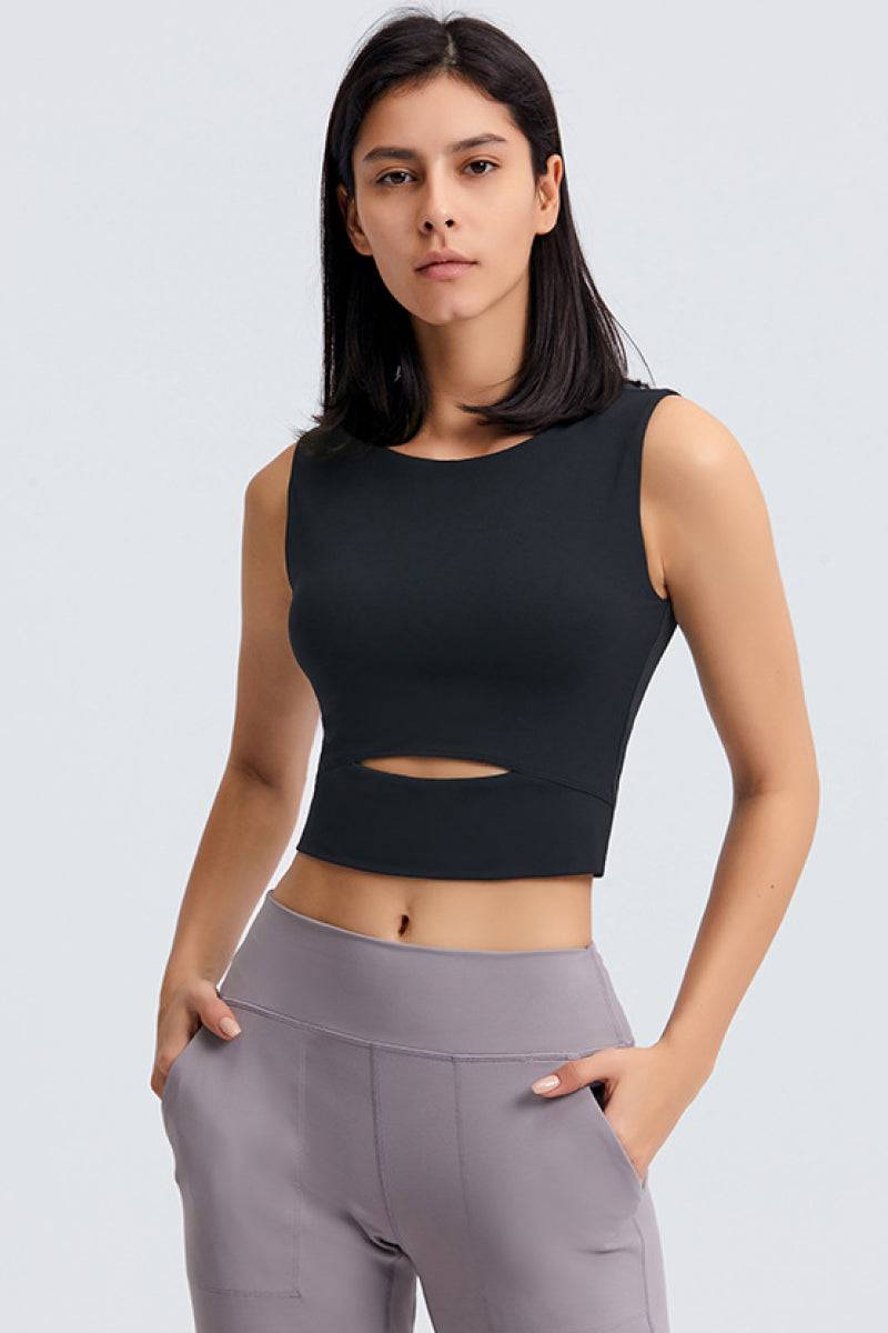 Sleeveless Keyhole Cropped Active Top - Marie Lashaays 