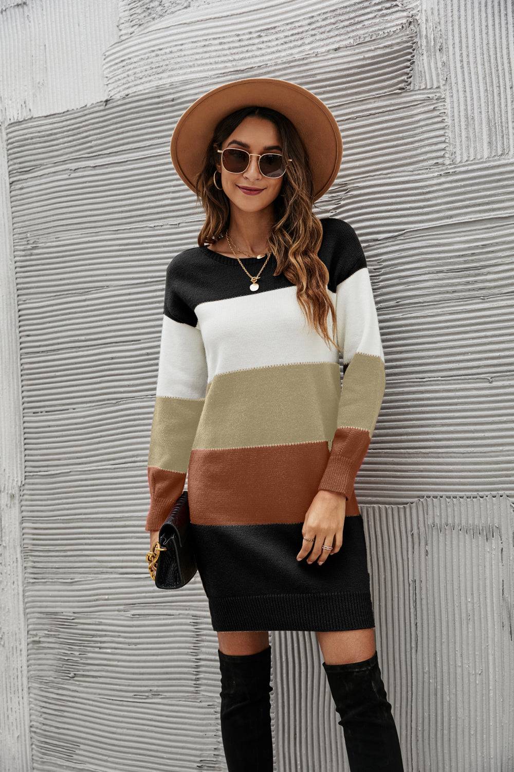 Striped Sweater Dress - Marie Lashaays 