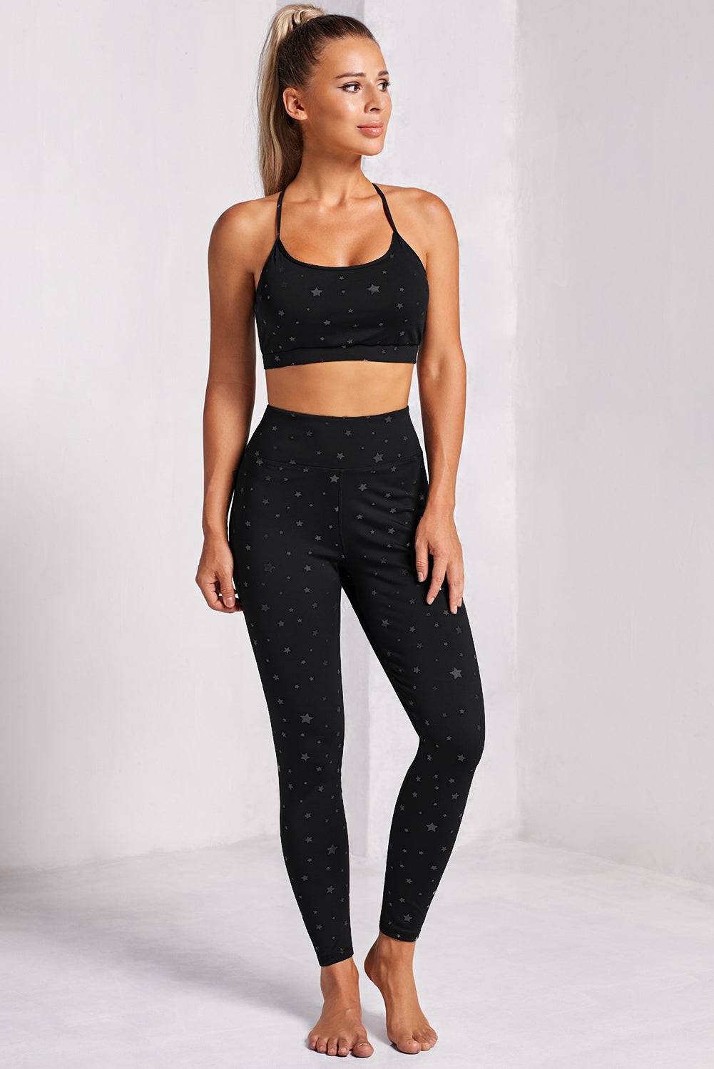 Star Print Sports Bra and Leggings Set - Marie Lashaays 