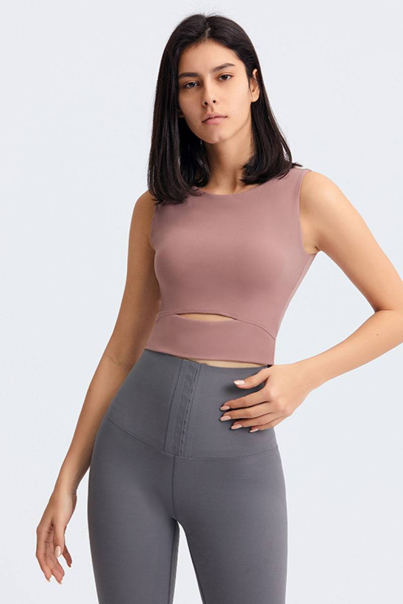 Sleeveless Keyhole Cropped Active Top - Marie Lashaays 