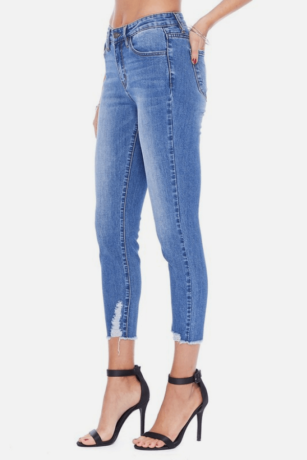 High Rise Frayed Hem Jeans - Marie Lashaays 