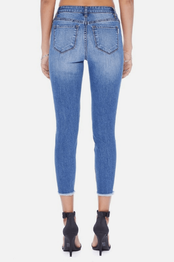 High Rise Frayed Hem Jeans - Marie Lashaays 