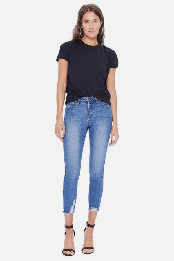 High Rise Frayed Hem Jeans - Marie Lashaays 