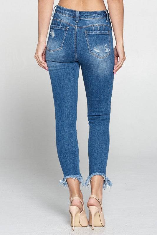 High Waist Destructed Skinny Jeans - Marie Lashaays 