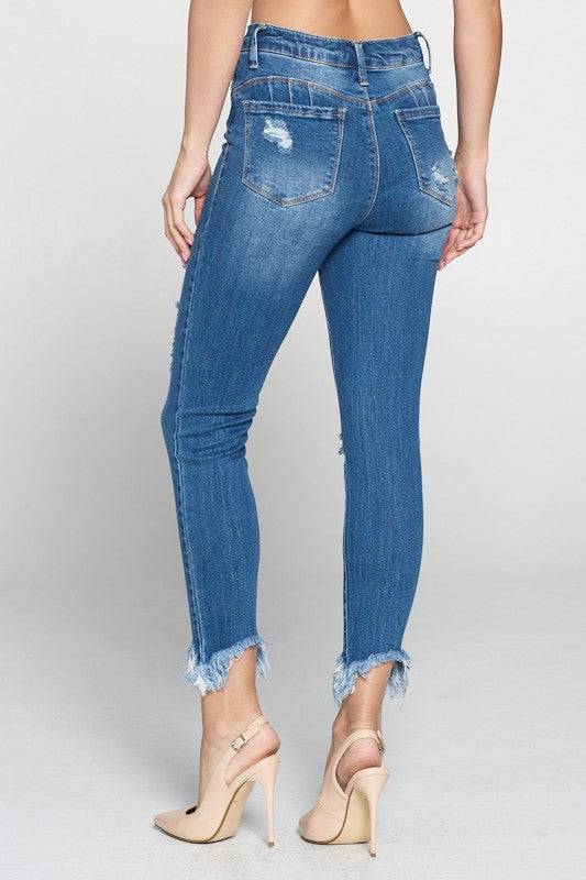 High Waist Destructed Skinny Jeans - Marie Lashaays 