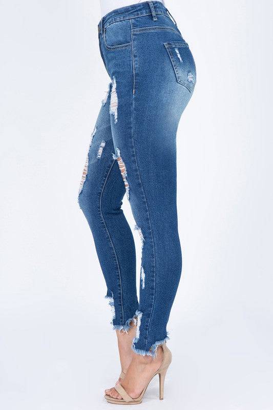 High Waist Distressed Skinny Jeans - Marie Lashaays 