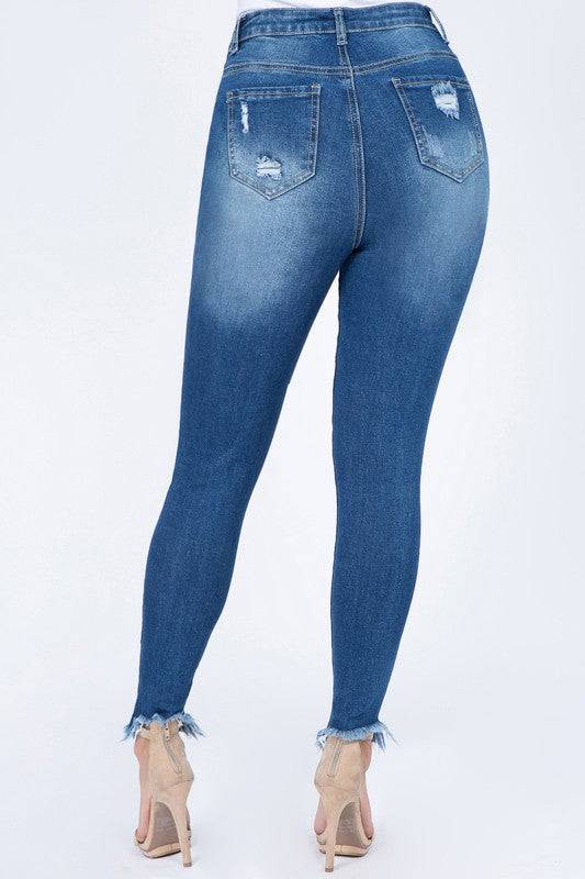 High Waist Distressed Skinny Jeans - Marie Lashaays 