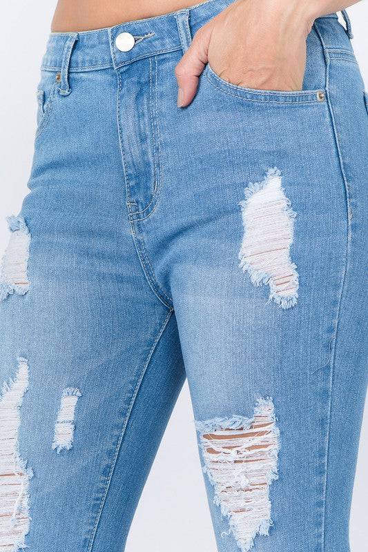 High Waist Distressed Skinny Jeans - Marie Lashaays 