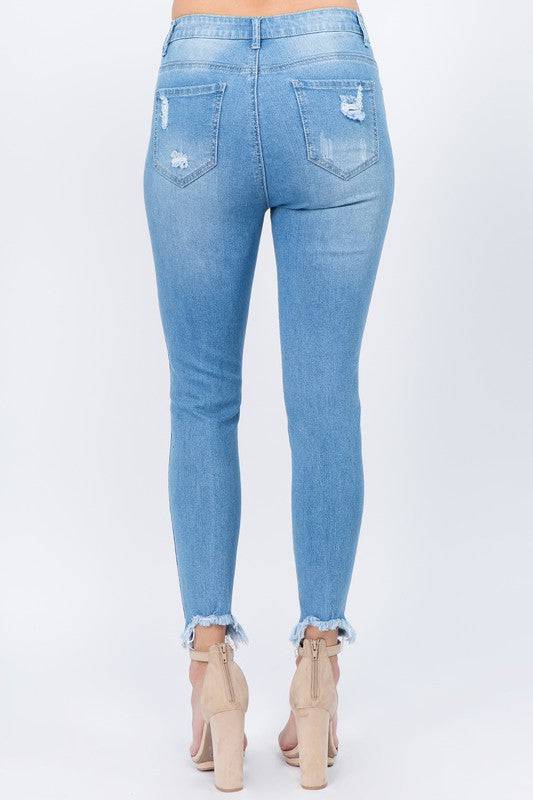 High Waist Distressed Skinny Jeans - Marie Lashaays 