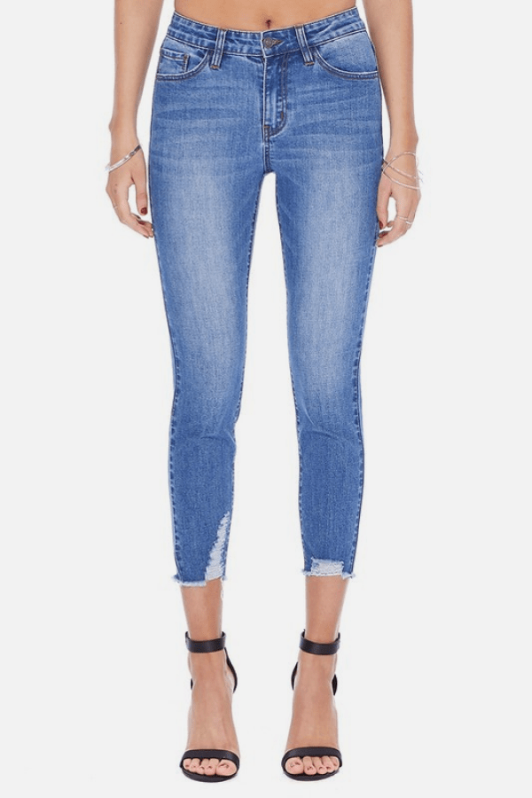 High Rise Frayed Hem Jeans - Marie Lashaays 